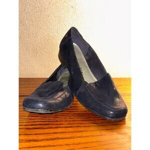 Anne Klein Vera Preppy Academia Professional Blue Shimmer 3/4” Heel Loafer